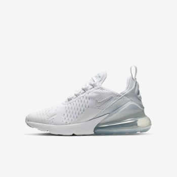 Nike Air Max 270 - Nagyobb Gyerek Air Max Trainers - Fehér/Metal Titán/Fehér